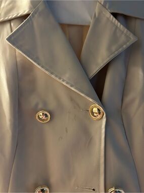 Double-Breasted Cream Trench Coat with Gold Buttons